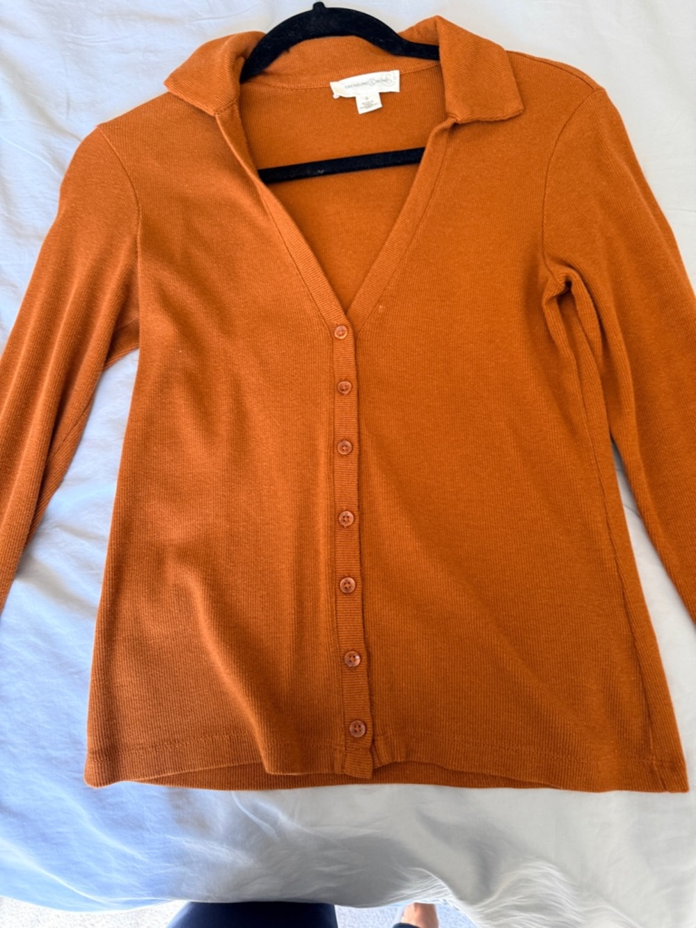 Treasure & Bond Rust Orange Collared Button-Front Cardigan